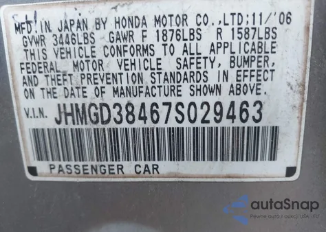 2007 Honda Fit from USA, damaged, VIN JHMGD38467S029463
